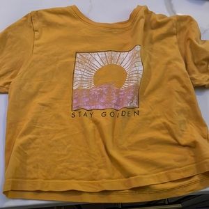 orange  stay golden roxy a little cropped tee size 14 no stains
